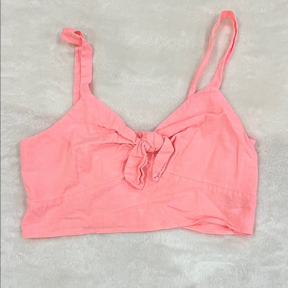 Pink Linen Crop Women's Top